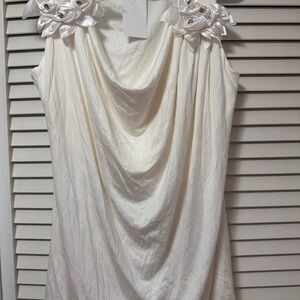 Elegant White Drape Blouse